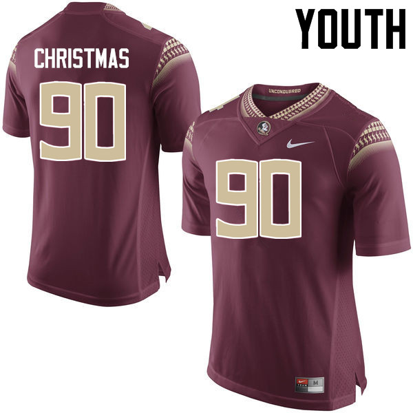Youth #90 Demarcus Christmas Florida State Seminoles College Football Jerseys-Garnet - Click Image to Close
